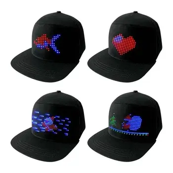 Bluetooth Светодиодная шляпа, мобильная Программируемая панель для отображения сообщений с прокруткой, бейсбольная кепка, спортивная кепка для вечеринки в стиле хип-хоп, для гольфа, рыбалки