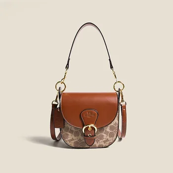 Женская роскошная сумка 2024, новая мода, Ретро-седельная сумка, Универсальная Маленькая Квадратная сумка через плечо, Персонализированный тренд
